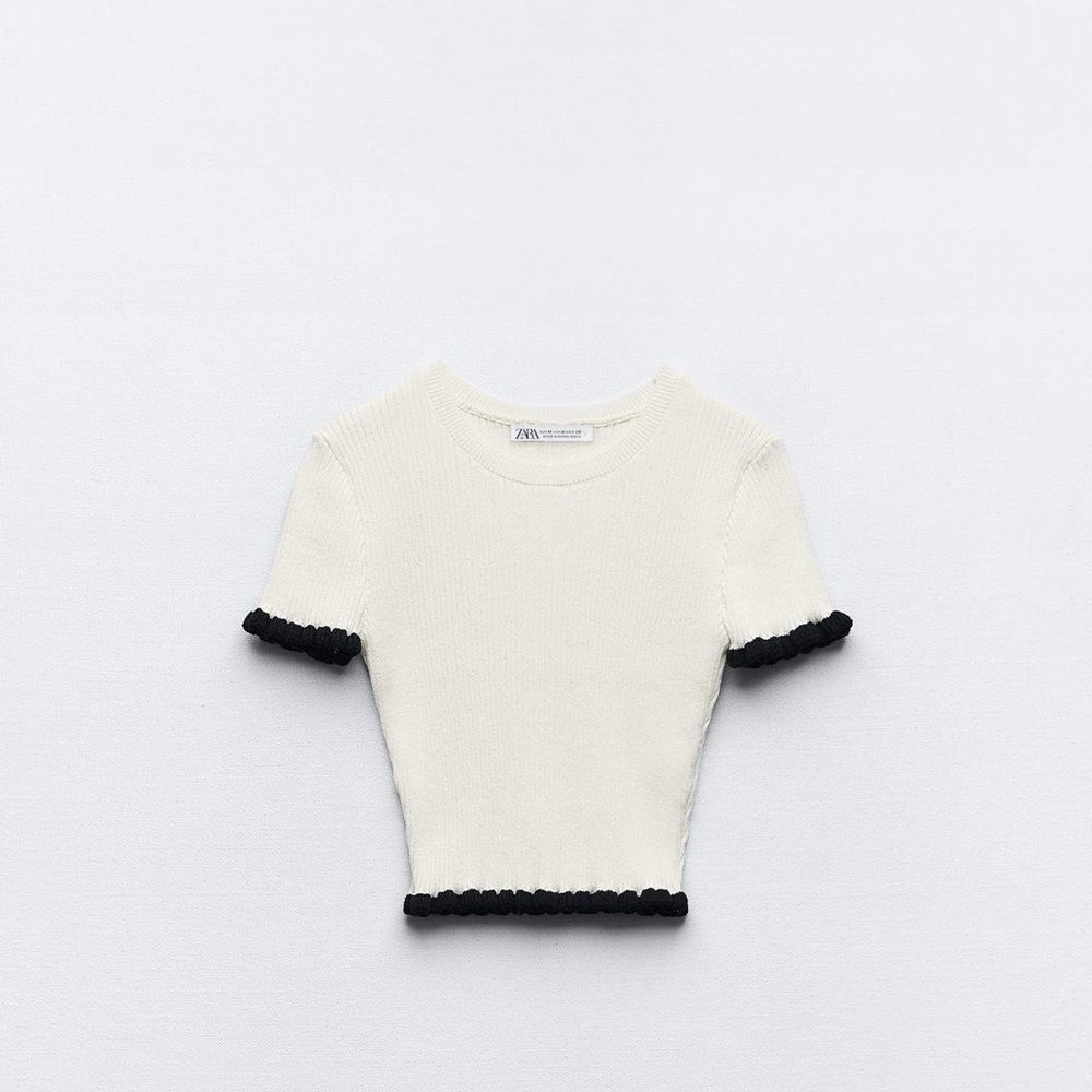 Zara Cream Top with Black Accents